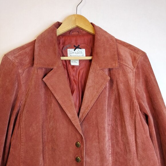Live a Little Suede Leather Jacket Women's M Rose Pink Snap Front Lined Y2K VTG - Picture 4 of 16